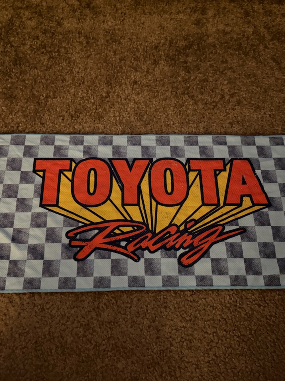 Toyota Racing Checkered Cooling Towel - Orange & Yellow Logo